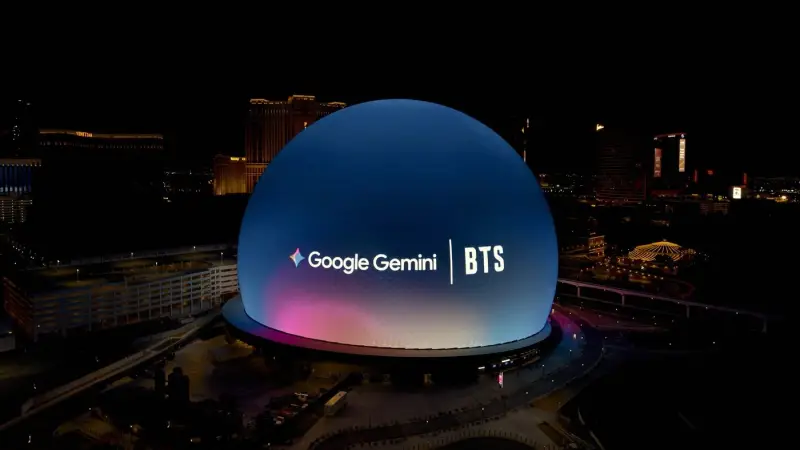 구글 제미나이·BTS, 라스베이거스 스피어 장식…AI와 K팝 결합한 글로벌 캠페인