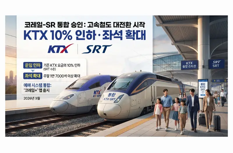 코레일-SR 통합 승인…KTX 10% 인하·좌석 확대 ‘고속철도 대전환’ 시작